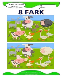 okul öncesi çocuklar için İki Resim Arasındaki Farkı Bul Etkinliği